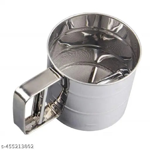 Baking Stainless Steel Manual Flour Sifter with Measuring Scale Mark