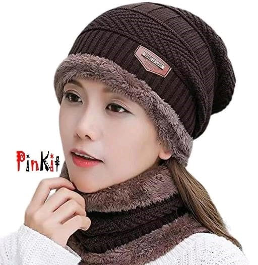 Unisex Winter Knit Beanie Cap Hat Neck Warmer Scarf