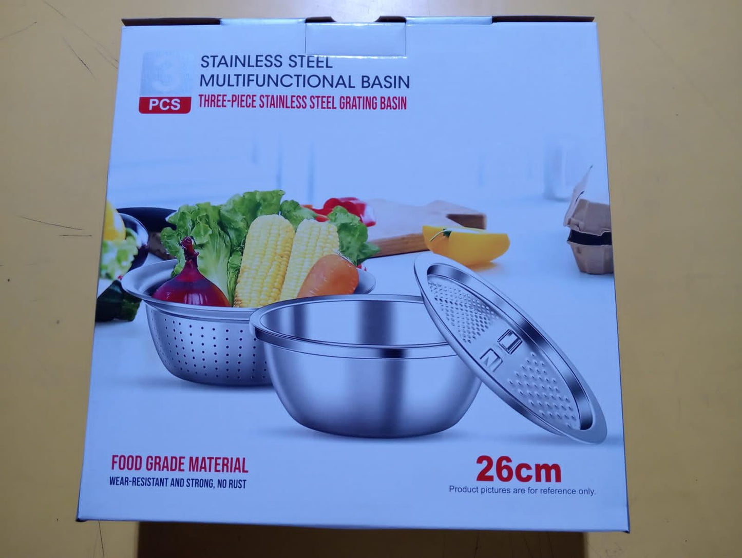 3 in 1 Multifunctional Grater Basin Stainless Steel Colanders Set