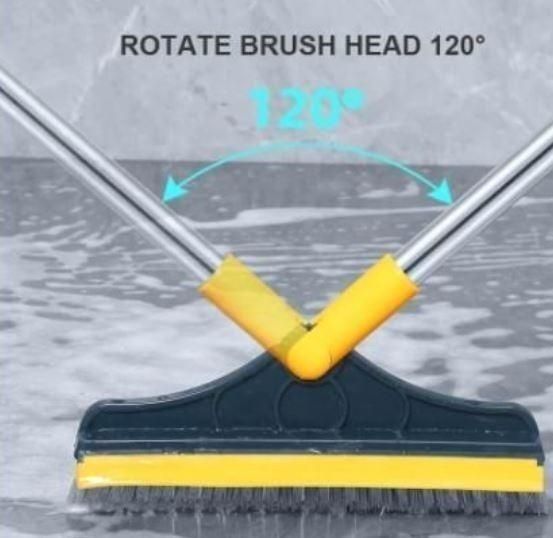 Floor Brush- 2 In 1 Long Handle Wiper Stiff Bristle Floor Brush