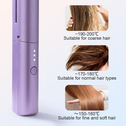 Mini flix Portable Mini Hair Straightener Cordless Rechargeable Mini Adjustable Hair Straightener