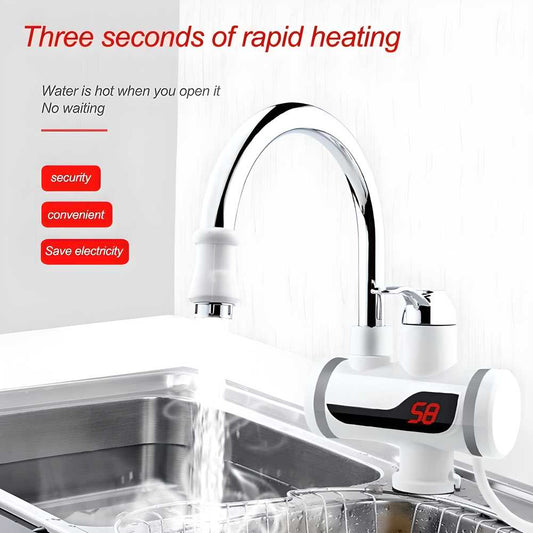 Electric Hot Water Heater Faucet Kitchen And Bathroom Digital Temperature With Display