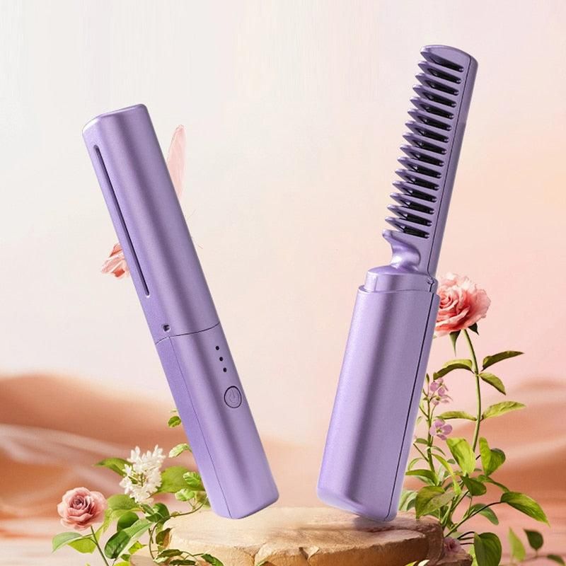 Mini flix Portable Mini Hair Straightener Cordless Rechargeable Mini Adjustable Hair Straightener