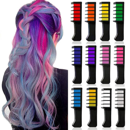 12 Pieces Vibrant Hair Chalk Comb Set