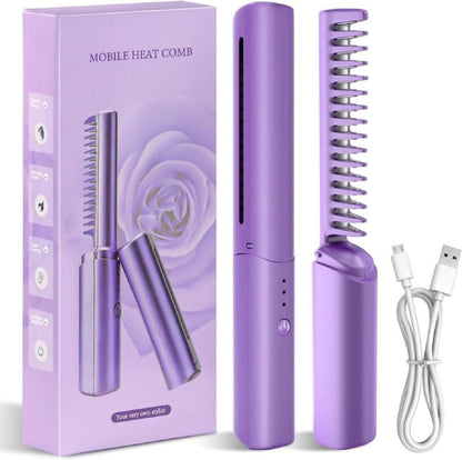 Mini flix Portable Mini Hair Straightener Cordless Rechargeable Mini Adjustable Hair Straightener