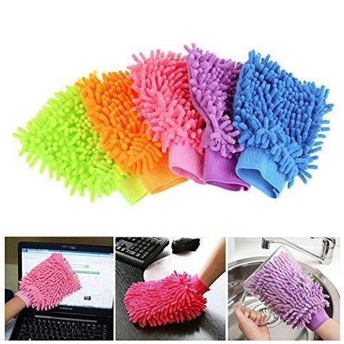 2 in 1 Soap Dispenser  With Microfibre Wash Dust Cleaning Gloves