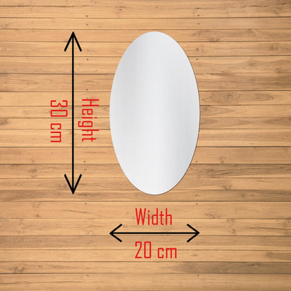 WallDaddy Oval Shape Plastic Mirror For Wall Size (20x30)Cm Flexible Mirror WD-OvalMirror