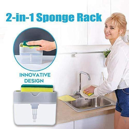 2 in 1 Soap Dispenser  With Microfibre Wash Dust Cleaning Gloves