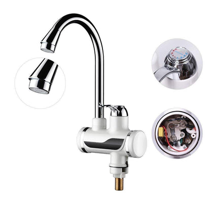 Electric Hot Water Heater Faucet Kitchen And Bathroom Digital Temperature With Display