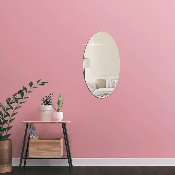 WallDaddy Oval Shape Plastic Mirror For Wall Size (20x30)Cm Flexible Mirror WD-OvalMirror