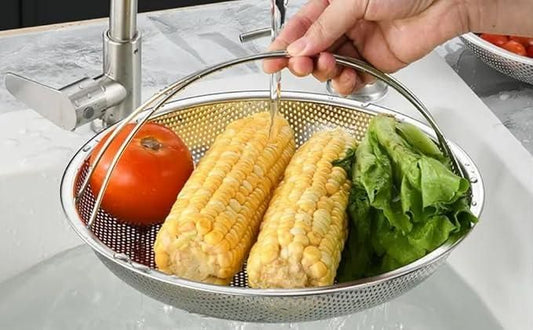 Stainless Steel Draining Rinsing Washing Ideal for Kitchen Vegetables Fruits