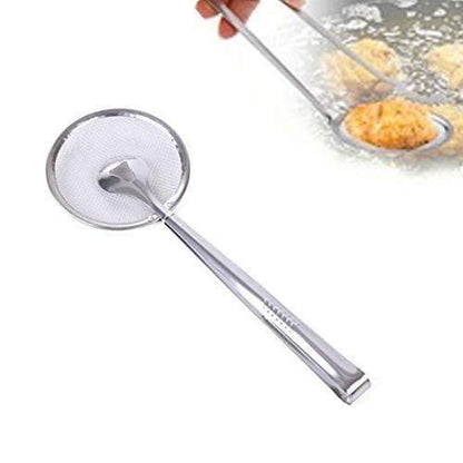 Stainless Steel 2 in 1 Fry Tool Filter Spoon Snack Strainer with Clip