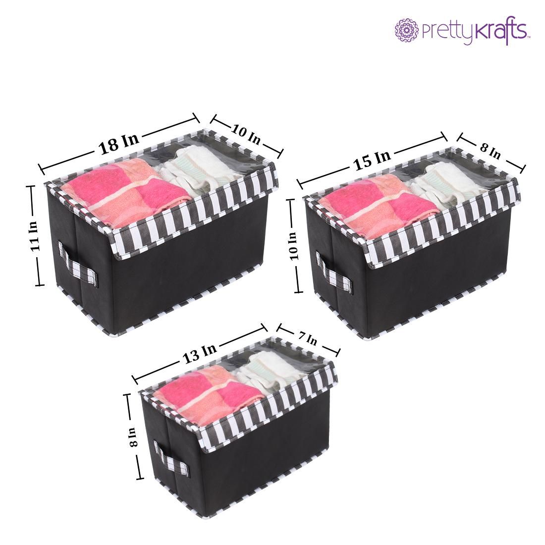 Organizer- Multi-Purpose Collapsible Storage Organizer with Transparent Lid(Set of 3)