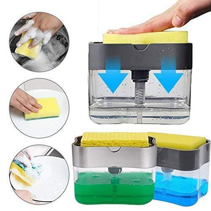 2 in 1 Soap Dispenser  With Microfibre Wash Dust Cleaning Gloves