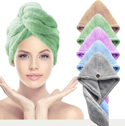 Stylish Hair Towel Wrap Turban Microfiber, Hair Drying Towels Quick Dry Hair Pack Of 2