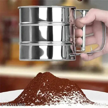 Baking Stainless Steel Manual Flour Sifter with Measuring Scale Mark