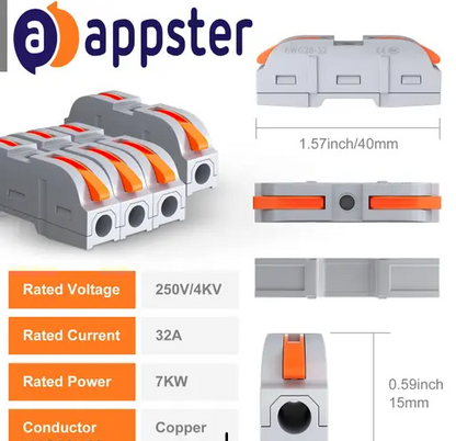 10pcs Wire Connector Universal Connection Terminals, Circuit Inline Splices Electric Cable Connector